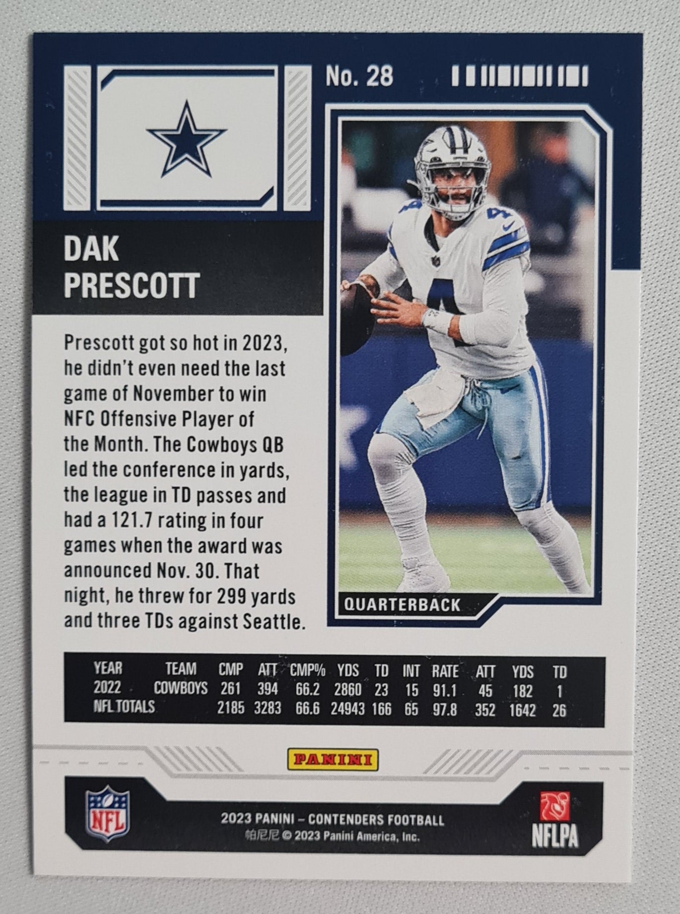 Dak Prescott - 2023 Panini Contenders Season Ticket #28 Dallas Cowboys