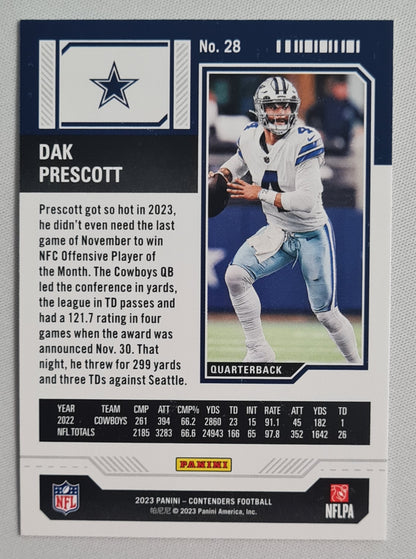 Dak Prescott - 2023 Panini Contenders Season Ticket #28 Dallas Cowboys
