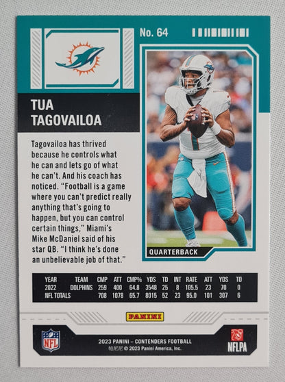 Tua Tagovailoa - 2023 Panini Contenders Season Ticket #64 Miami Dolphins