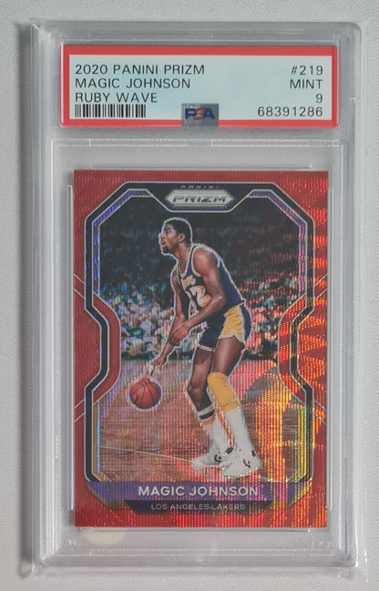 Magic Johnson NBA Basketball PSA 9 Lot (5 cards) - 2020 Panini Prizm #27 PSA 9
