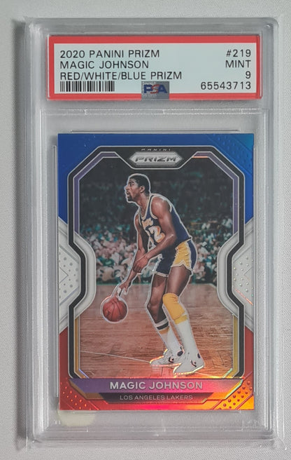 Magic Johnson NBA Basketball PSA 9 Lot (5 cards) - 2020 Panini Prizm #27 PSA 9