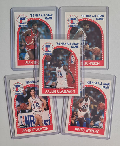 NBA Basketball '89 All-Star Game Lot (5 Cards) - 1989 NBA Hoops All-Star Weekend Houston Super Stars