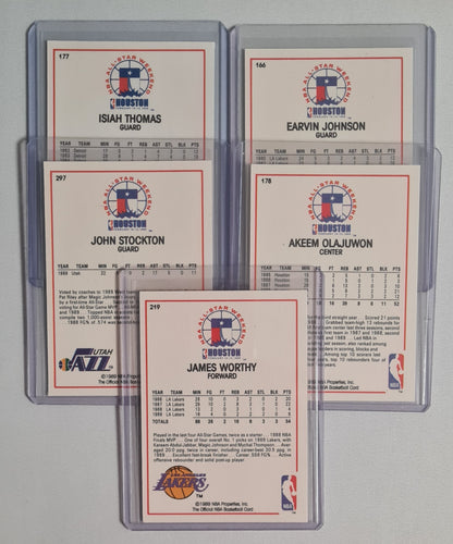 NBA Basketball '89 All-Star Game Lot (5 Cards) - 1989 NBA Hoops All-Star Weekend Houston Super Stars