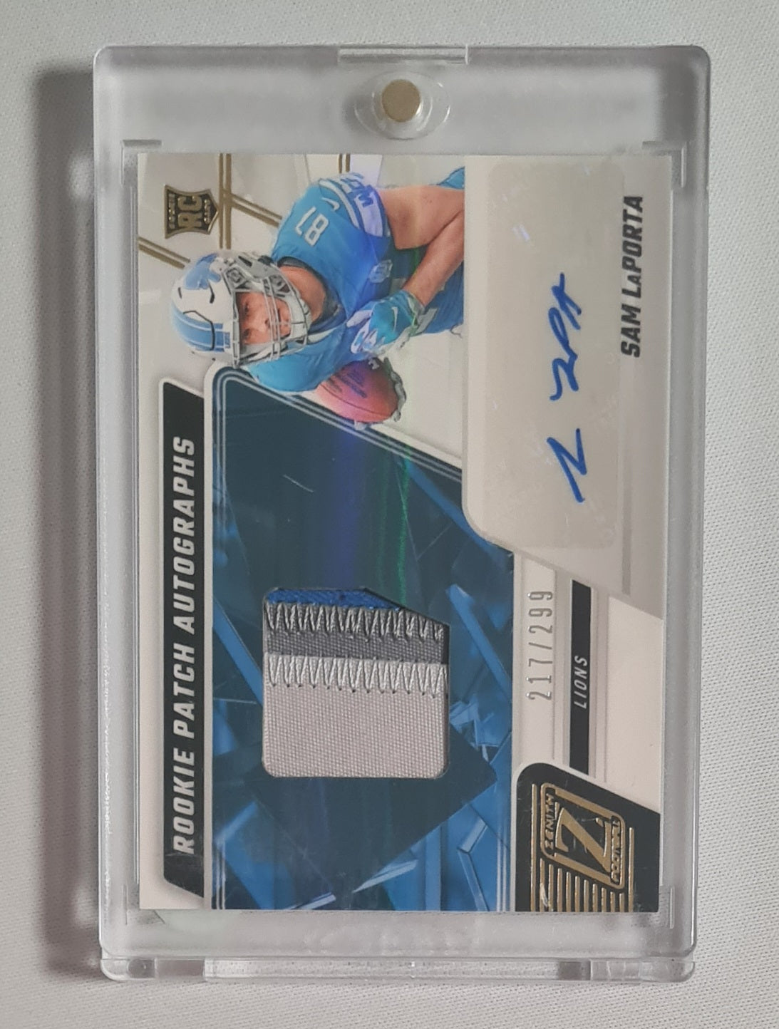 Sam LaPorta - 2023 Panini Zenith Football NFL Lions #231 (RC) Auto 3 Color Patch /299
