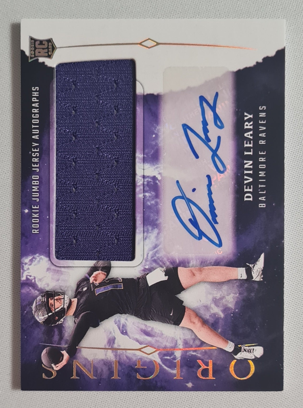 Devin Leary - 2024 Panini Origins Football NFL Ravens #RJA-DLE (RC) /Patch /Autograph HIT!