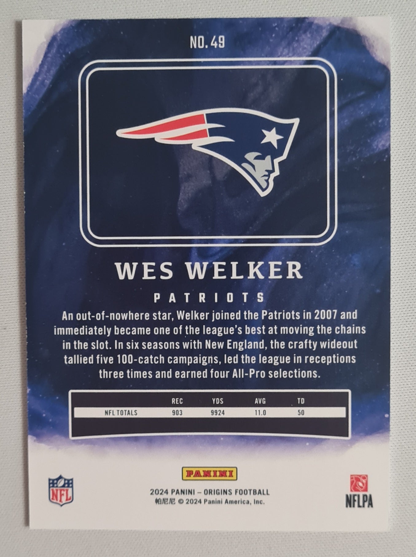 Wes Welker - 2024 Panini Origins Football NFL Patriots #49