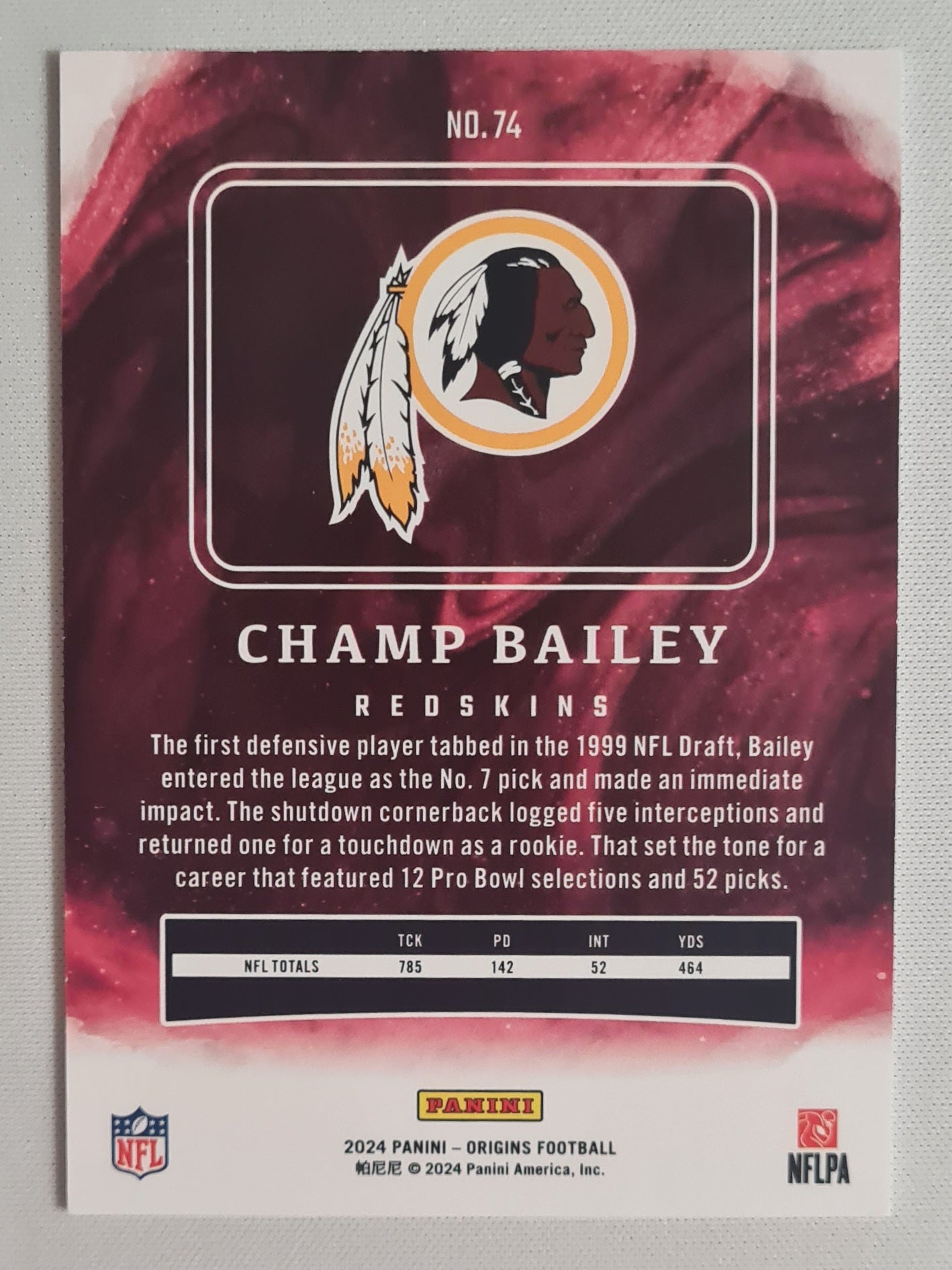 Champ Bailey - 2024 Panini Origins Football NFL Washington (Redskins) #74