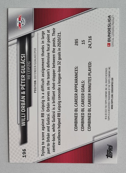 Orban/ Gulacsi - 2022 Topps Bundesliga Defensive Wall - RB Leipzig Red Bull  #196 Cracked Ice