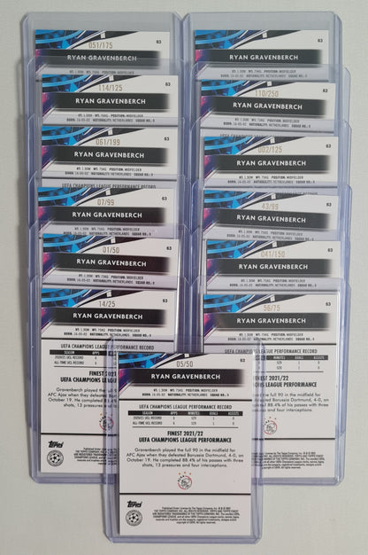 Soccer Ryan Gravenberch Ajax Amsterdam Lot (14 Card) - 2021 Topps Finest #63