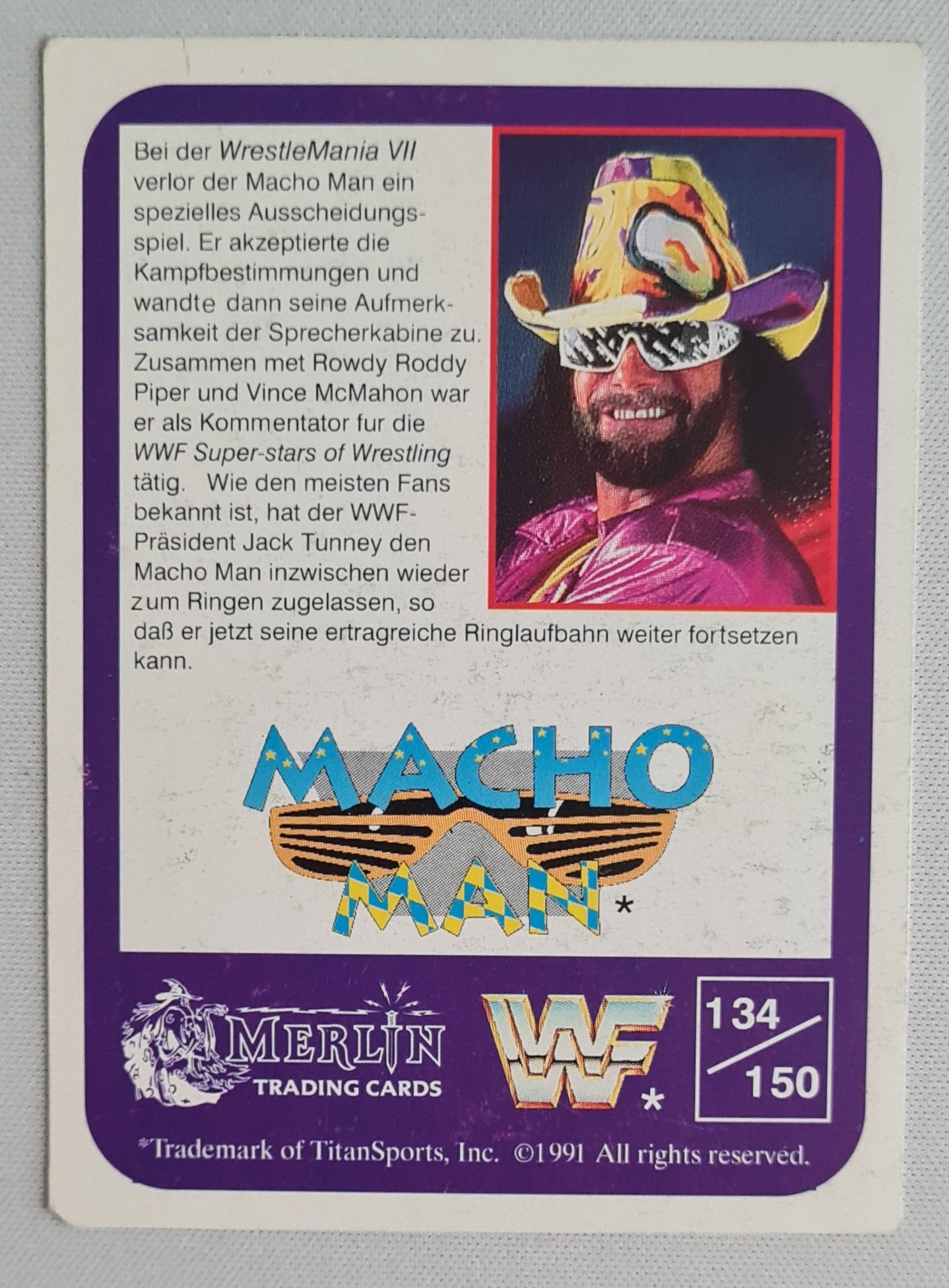 Macho Man Randy Savage - 1991 WWF Wrestling Merlin Trading Cards