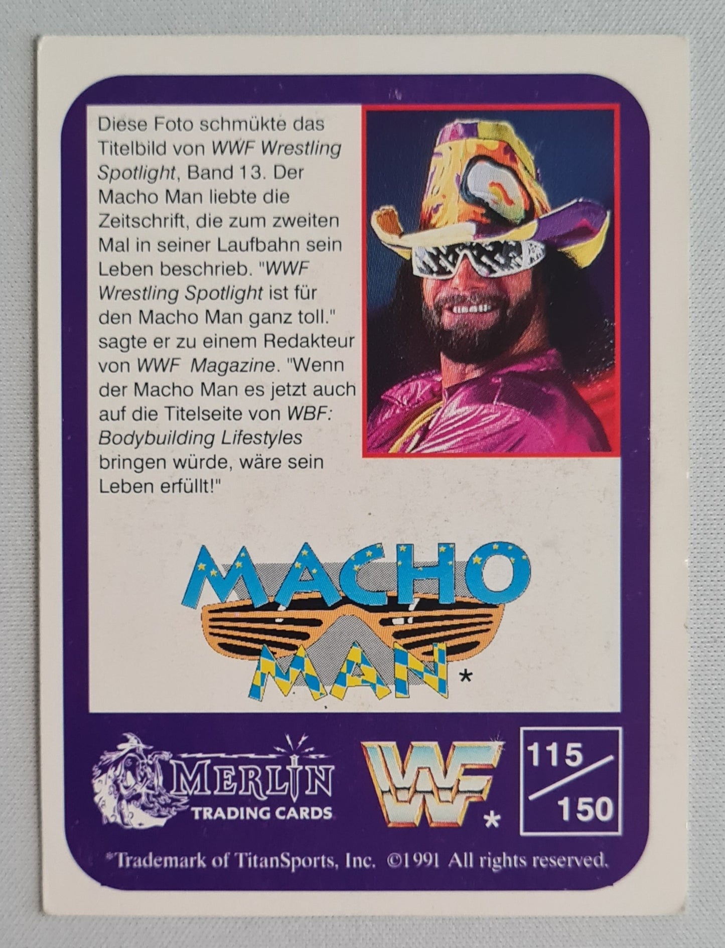 Macho Man Randy Savage - 1991 WWF Wrestling Merlin Trading Cards