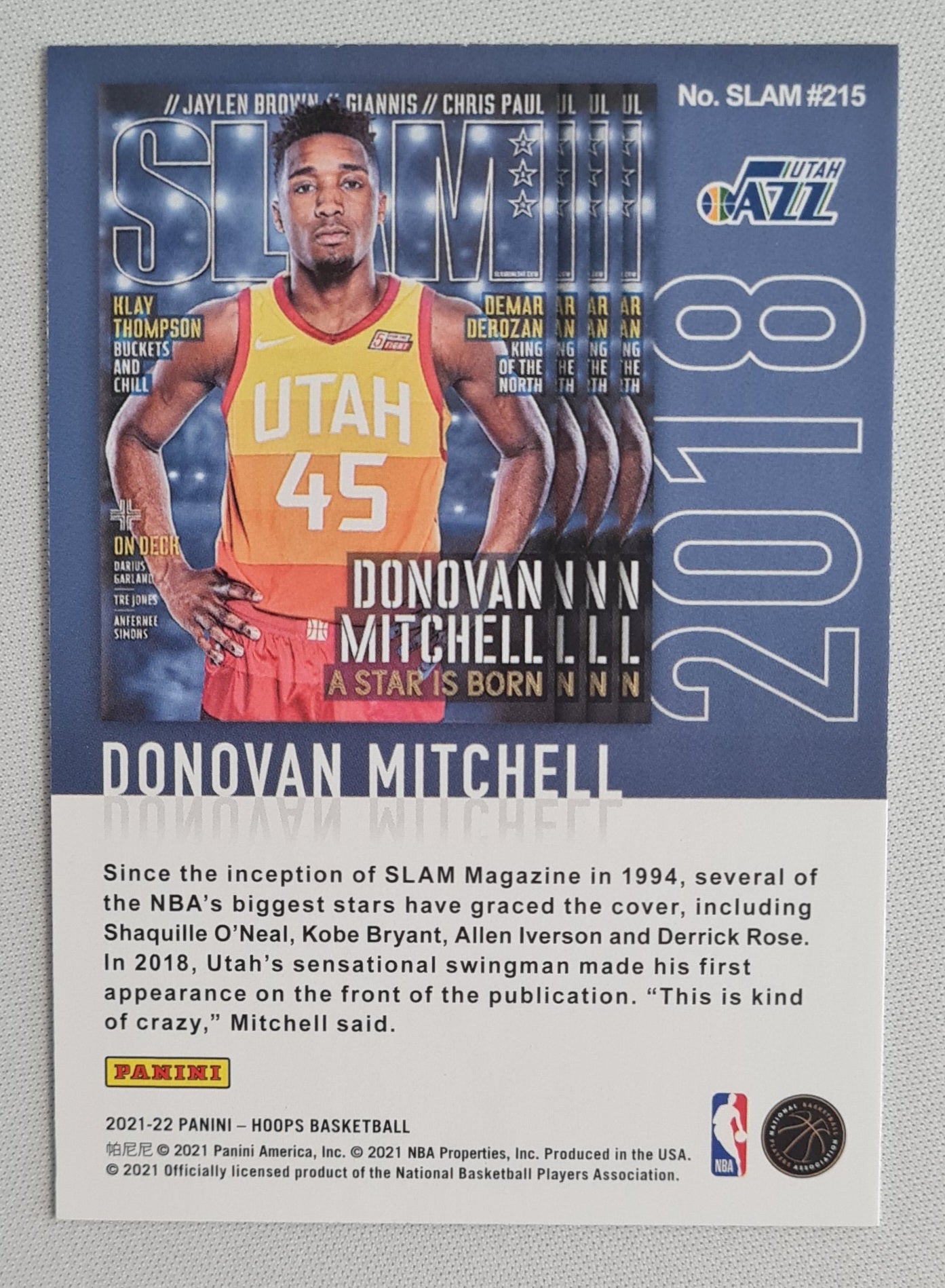Donovan Mitchell - 2021-22 Panini Hoops Basketball SLAM NBA Jazz #Slam 215