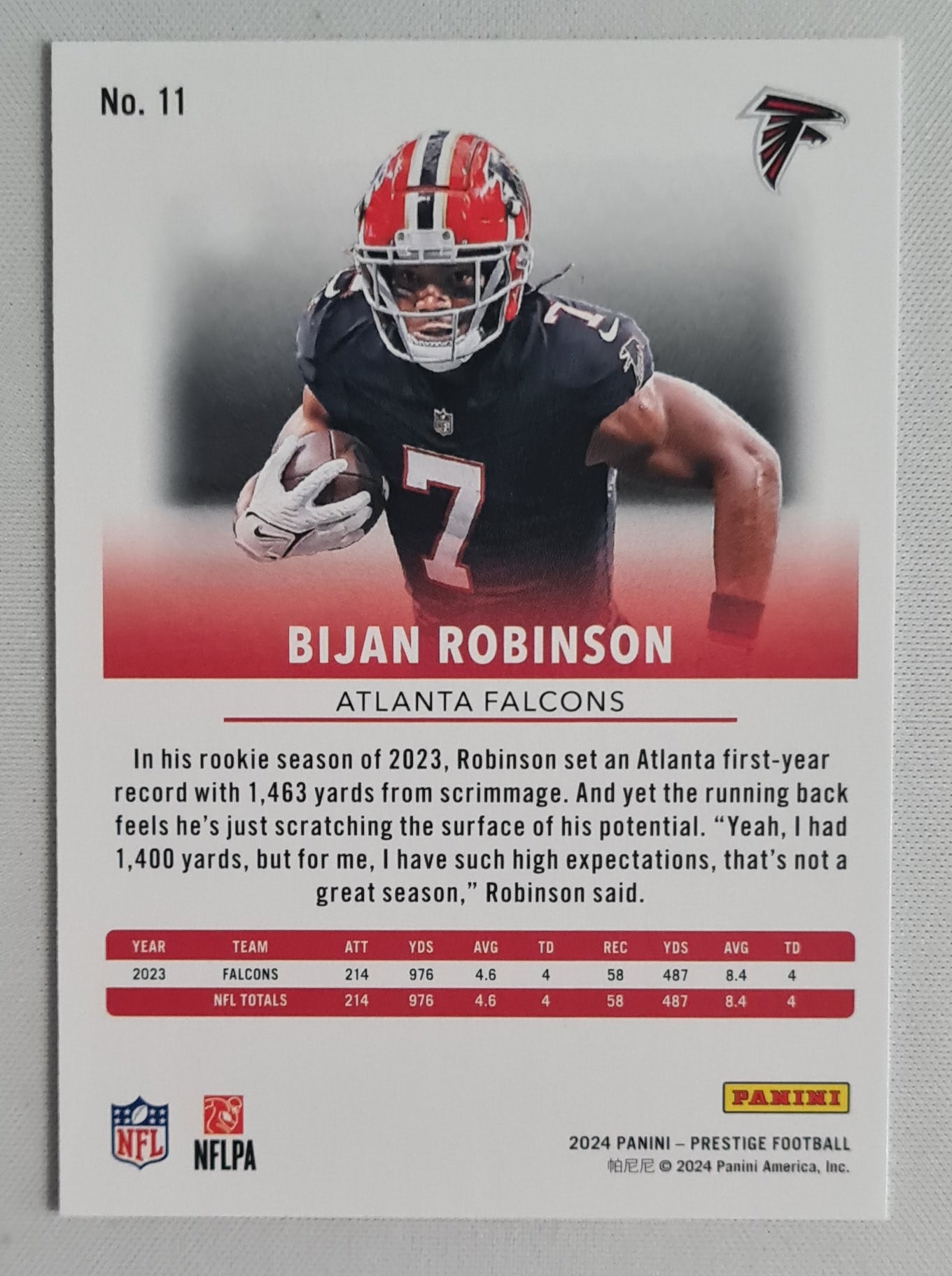 Bijan Robinson - 2024 Panini Prestige Football NFL Falcons #11