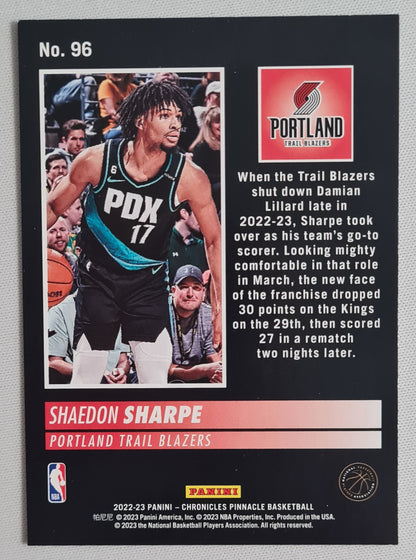 Shaedon Sharpe - 2022-23 Panini Chronicles Pinnacle Basketball NBA Trail Blazers #96