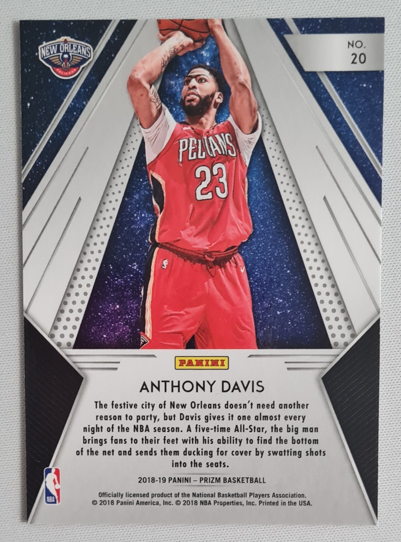 Anthony Davis - 2018/19 Panini Prizm Basketball NBA Pelicans #20
