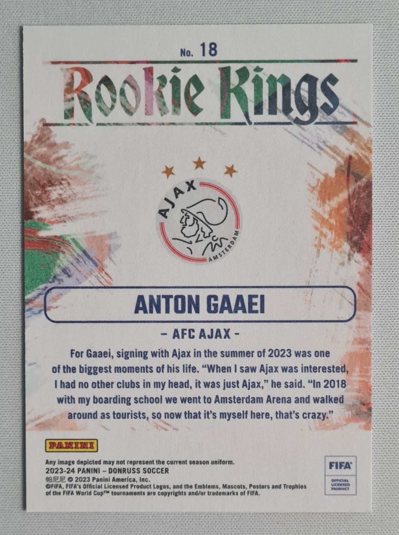 Anton Gaaei - 2023/24 Panini Donruss Soccer Rookie Kings - AFC Ajax #18