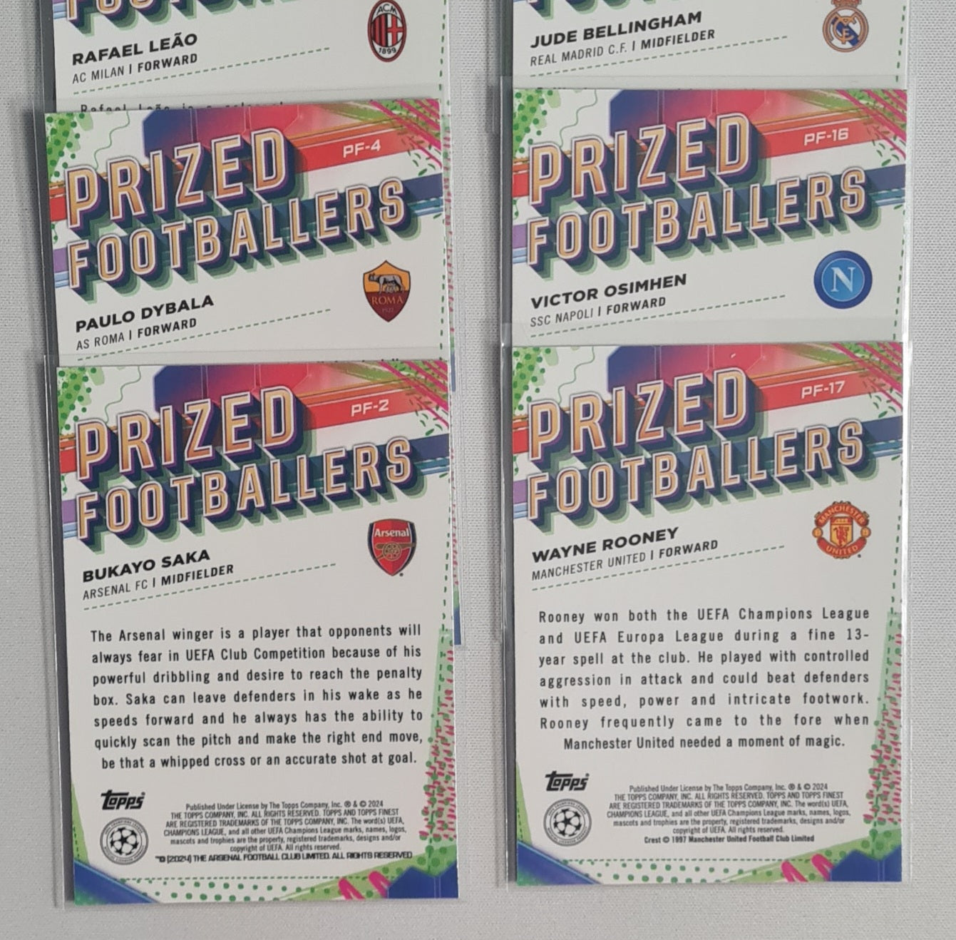 Soccer Topps Finest Lot (8 Cards) - 2024 Topps Prized Footballers (CL)