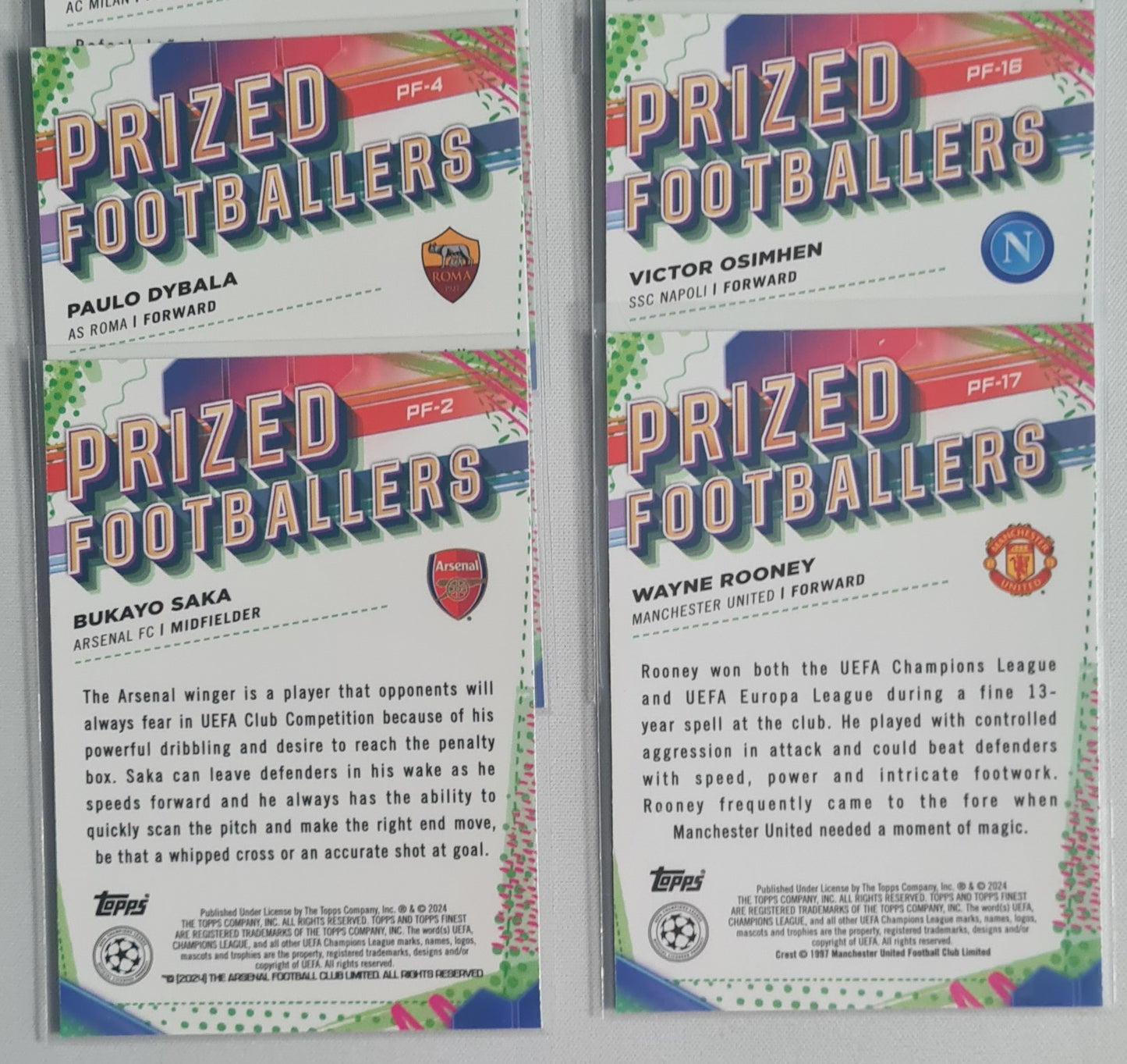 Soccer Topps Finest Lot (8 Cards) - 2024 Topps Prized Footballers (CL)