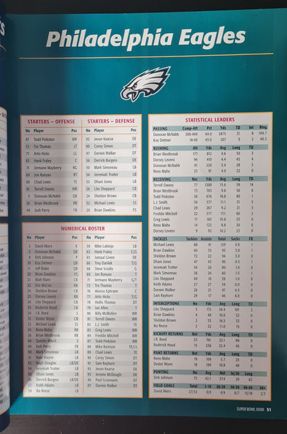 Football Official Super Bowl Programme XXXIX - 2005 Super Bowl Eagles vs  Patriots
