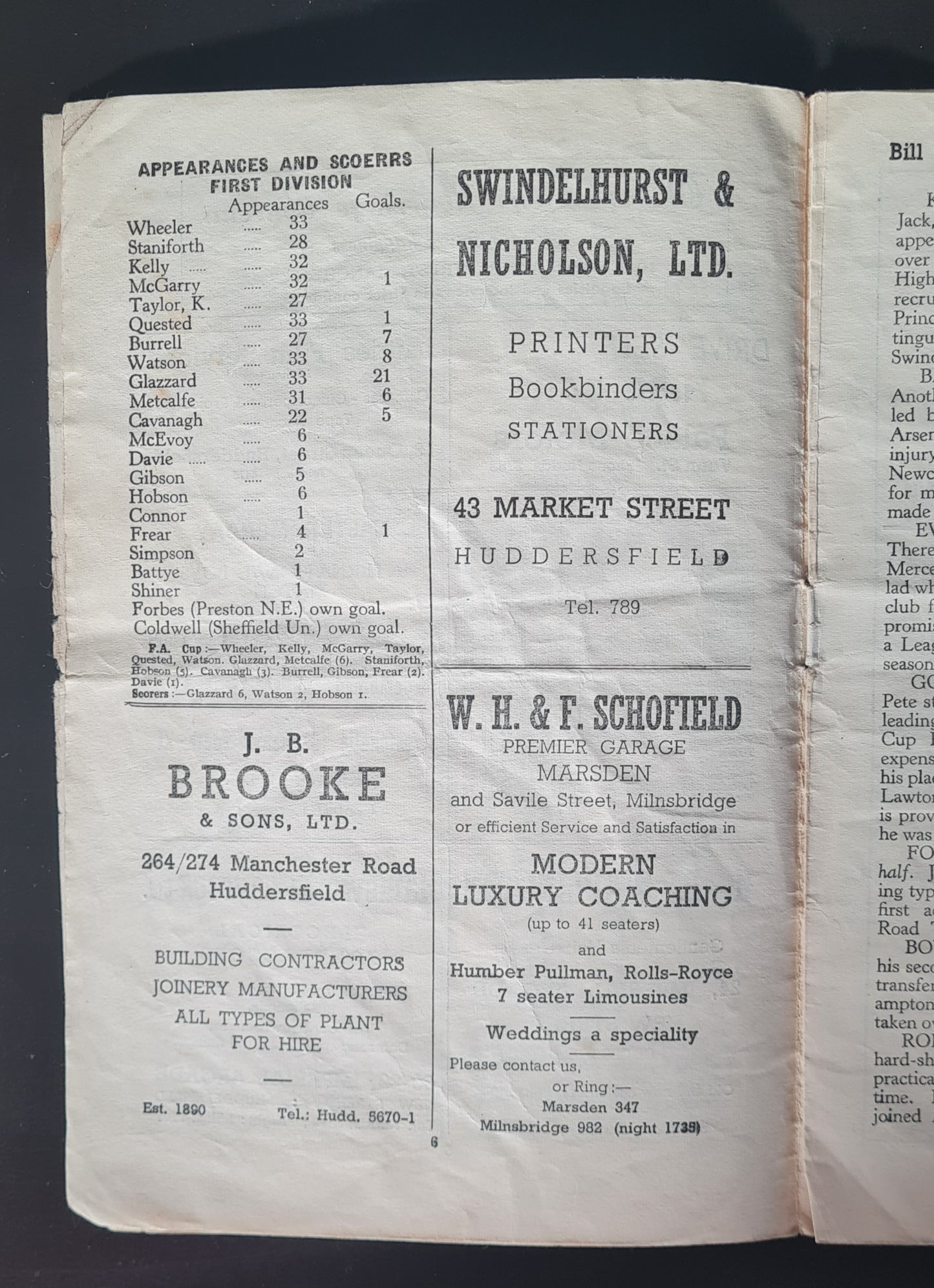 Soccer Huddersfield Town Official Programme - 1955 Huddersfield Town vs Arsenal
