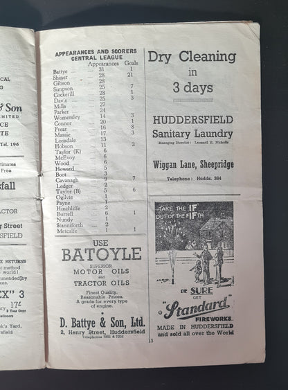 Soccer Huddersfield Town Official Programme - 1955 Huddersfield Town vs Arsenal