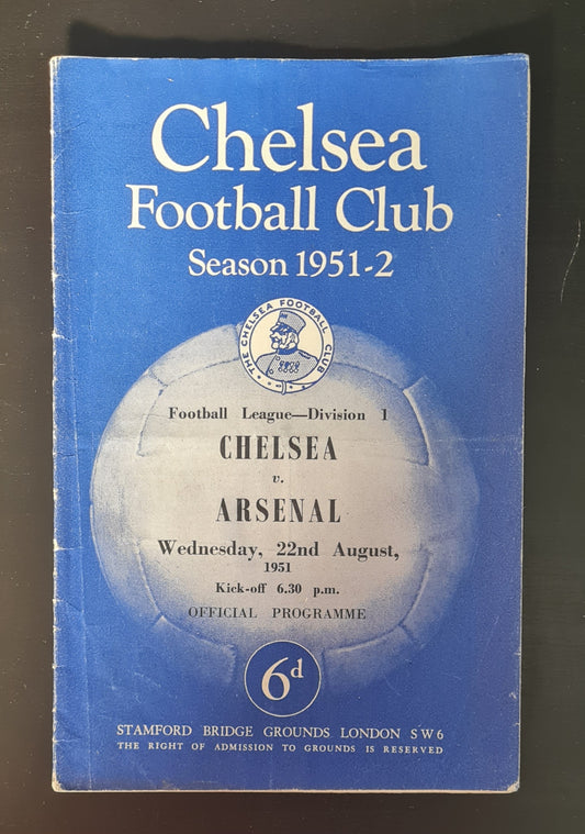 Chelsea Football Club Official Programme - 1951 Chelsea vs Arsenal 22 August - Football League Division 1