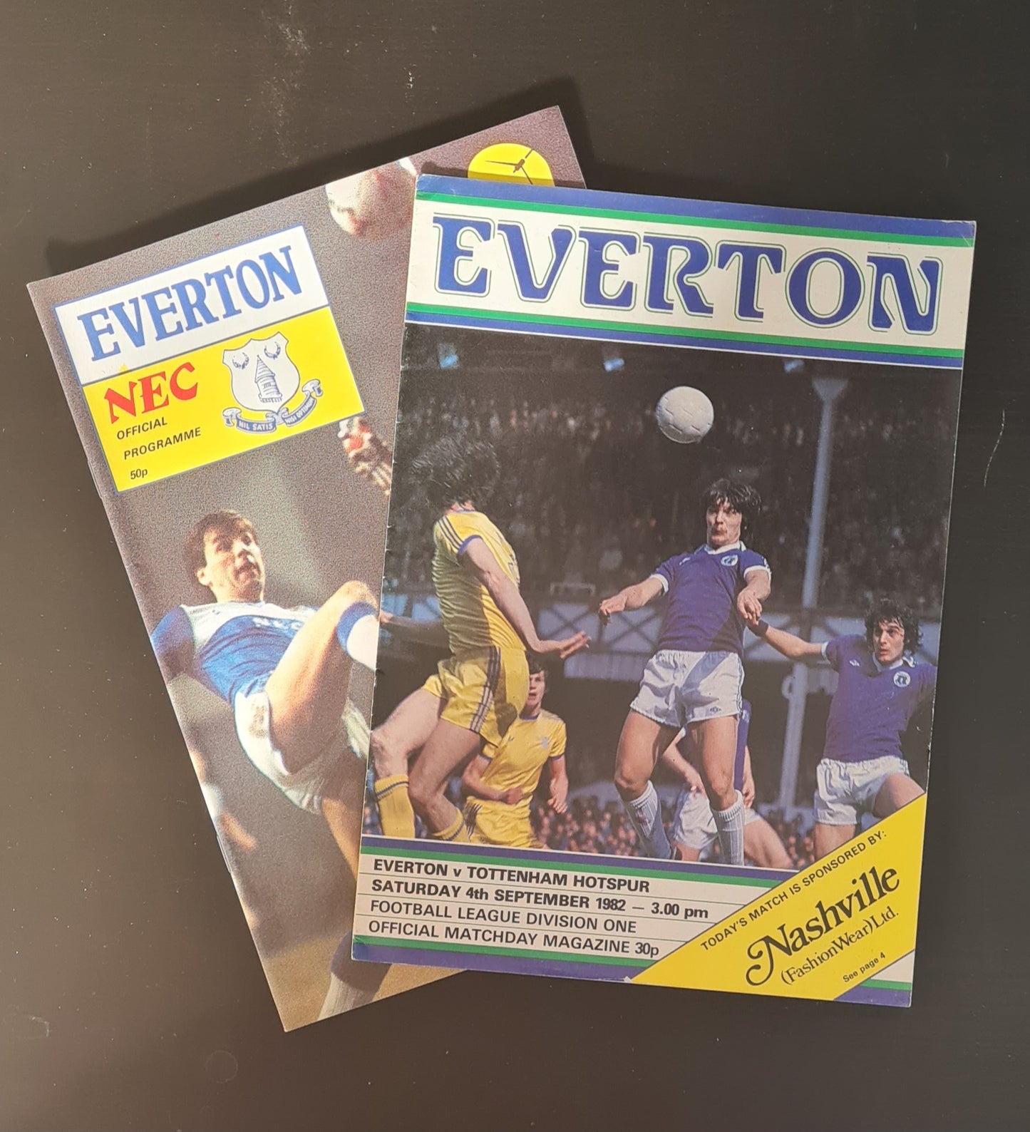 Soccer Everton Official Programme Lot of 2 - 1982 Everton vs Tottenham Football League division 1 (NEC)