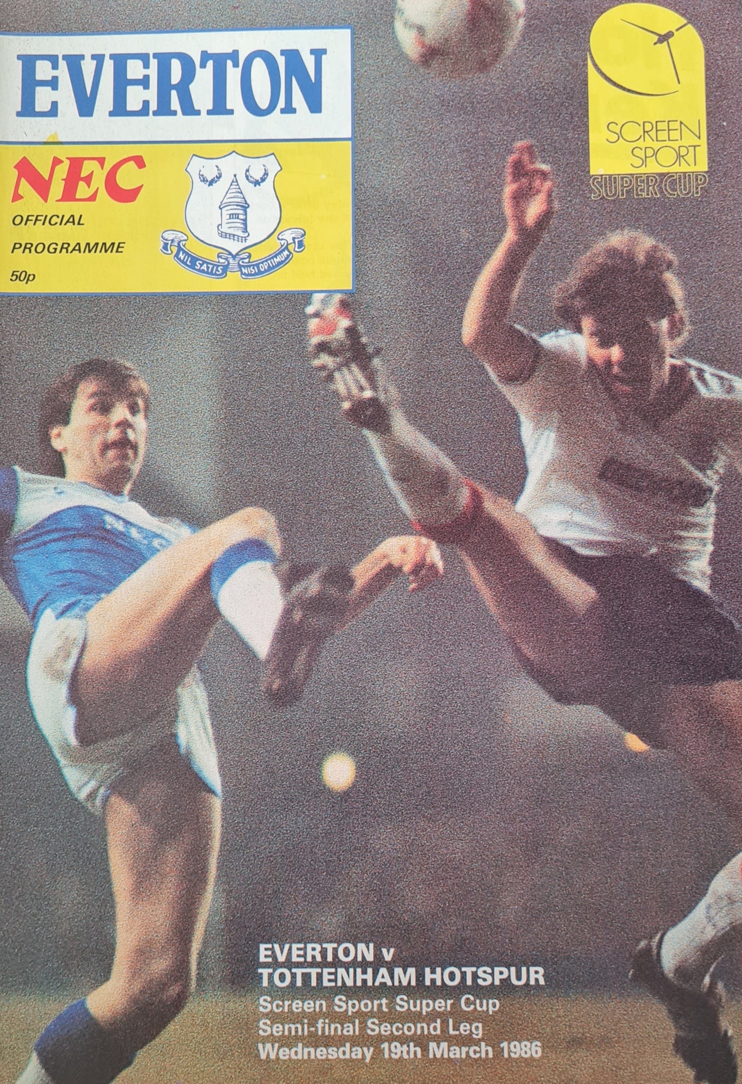 Soccer Everton Official Programme Lot of 2 - 1982 Everton vs Tottenham Football League division 1 (NEC)