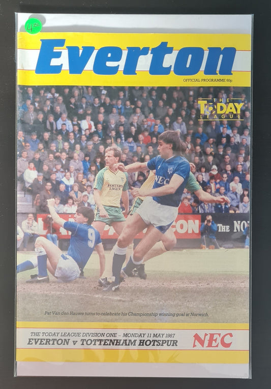 Soccer Everton Programme - 1987 Everton vs Tottenham 11 May