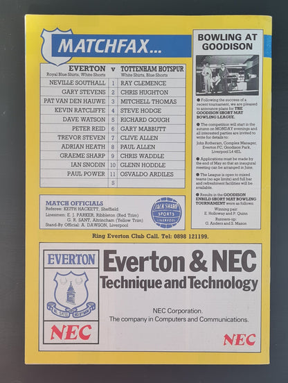 Soccer Everton Programme - 1987 Everton vs Tottenham 11 May