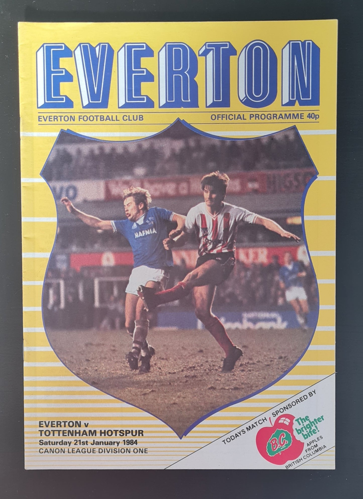 Soccer Everton Programme - 1984 Everton vs Tottenham Hotspur Canon League Division 1 - 21 January