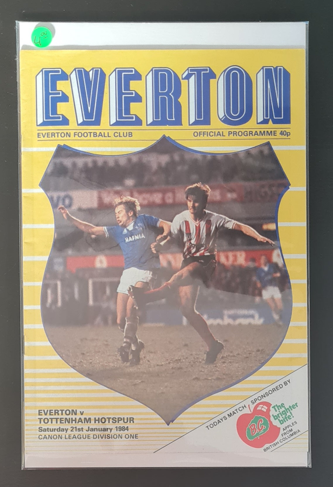 Soccer Everton Programme - 1984 Everton vs Tottenham Hotspur Canon League Division 1 - 21 January