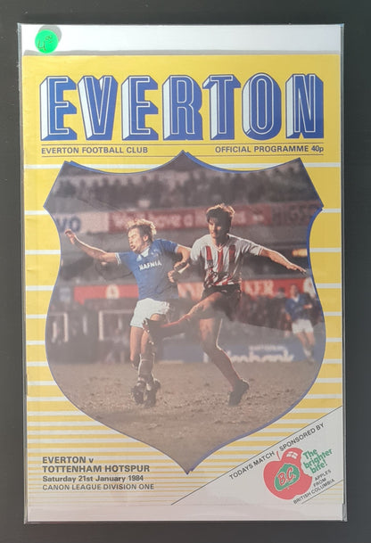 Soccer Everton Programme - 1984 Everton vs Tottenham Hotspur Canon League Division 1 - 21 January