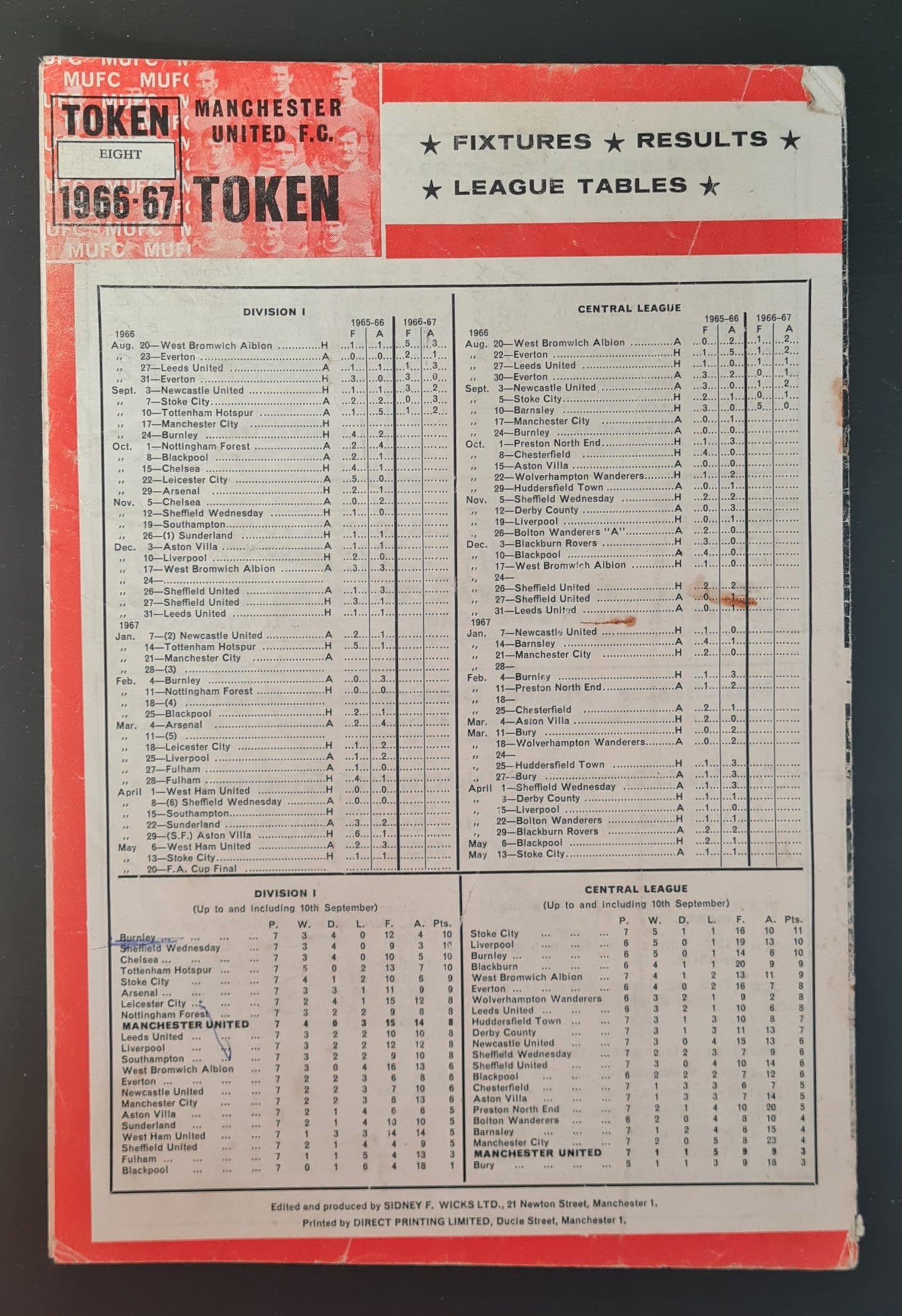United Review Official Programme - 1966-67 Manchester United vs Manchester City 17 September
