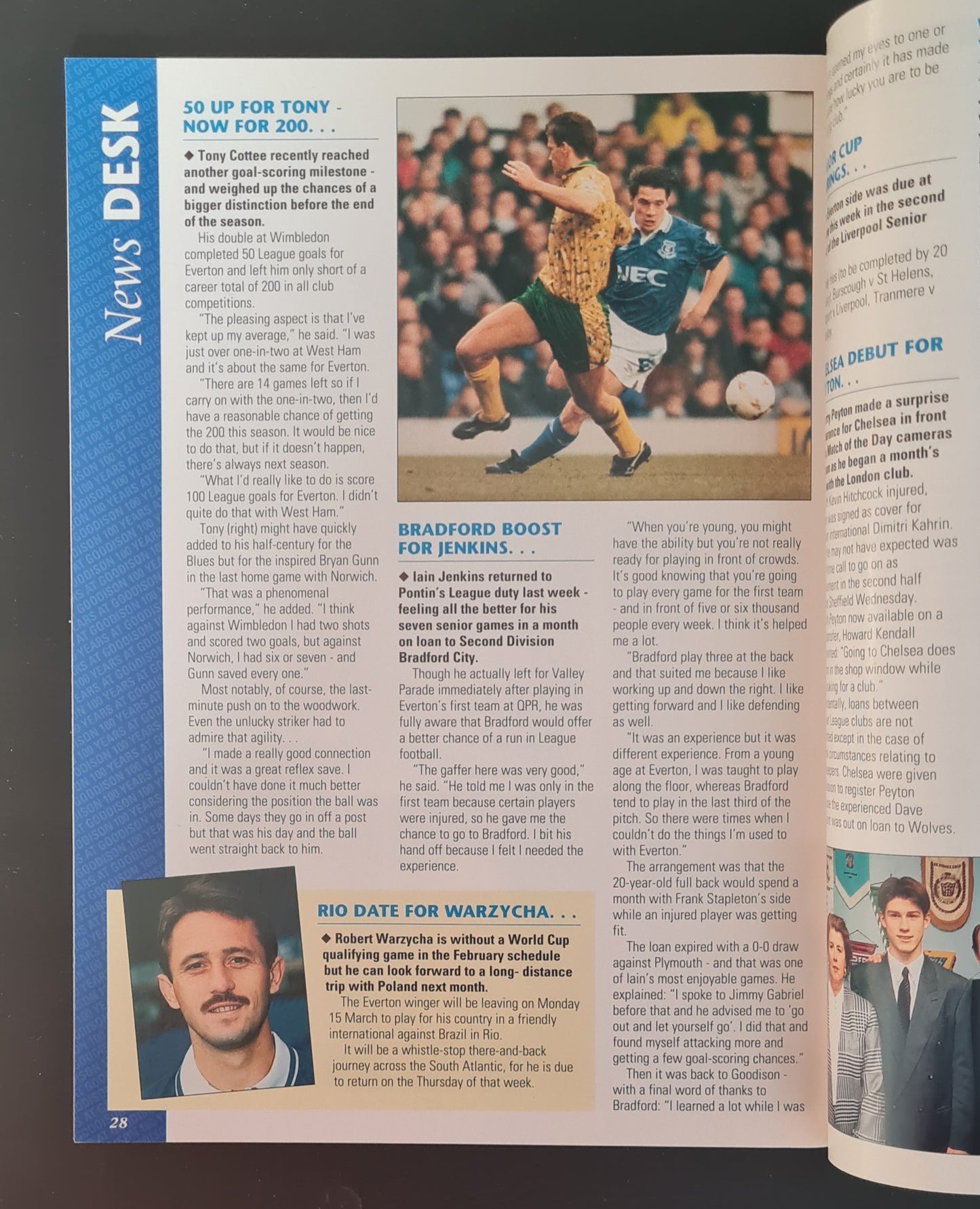 Everton Programme - 1993 February F.A. Premier League Everton vs Tottenham Hotspur