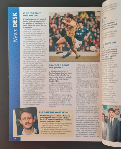 Everton Programme - 1993 February F.A. Premier League Everton vs Tottenham Hotspur