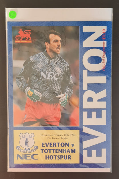 Everton Programme - 1993 February F.A. Premier League Everton vs Tottenham Hotspur