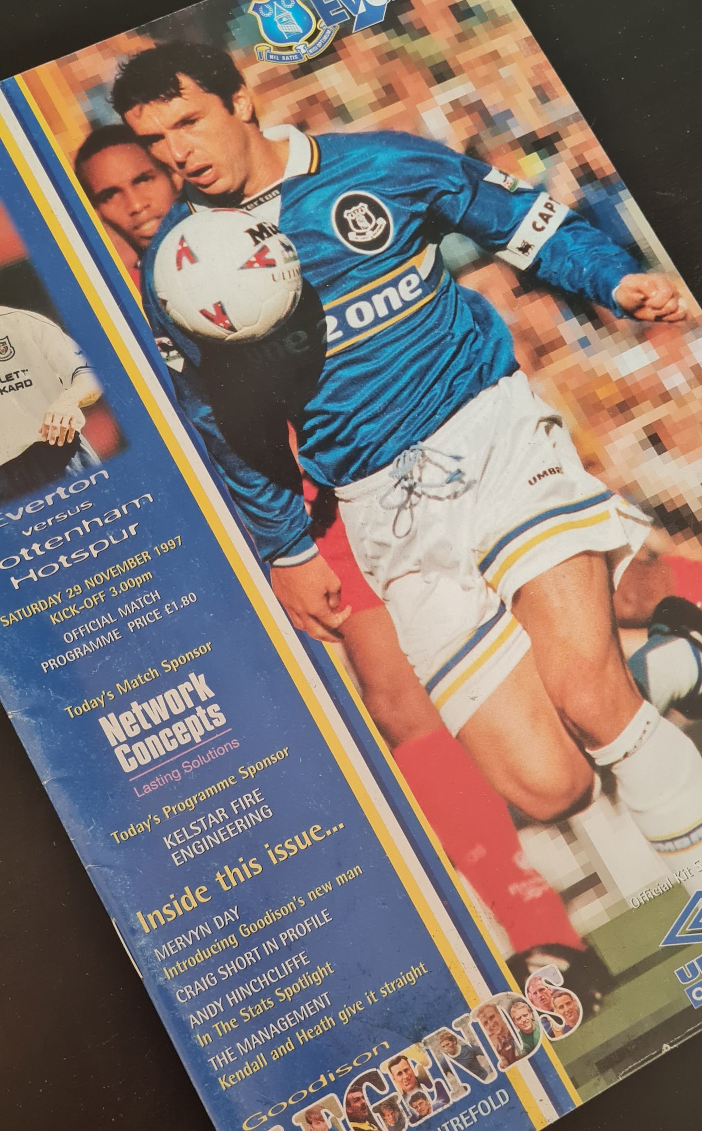 Everton Official Programme - 1997 Match Day 29 November  Everton vs Tottenham Hotspur