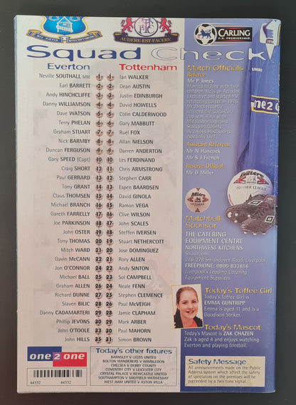 Everton Official Programme - 1997 Match Day 29 November  Everton vs Tottenham Hotspur