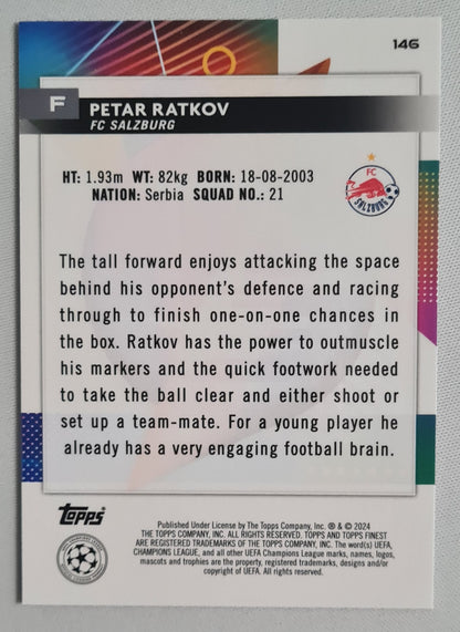 Petar Ratkov - 2024 Topps Finest (RC) FC Salzburg (CL) #146 Gold /50