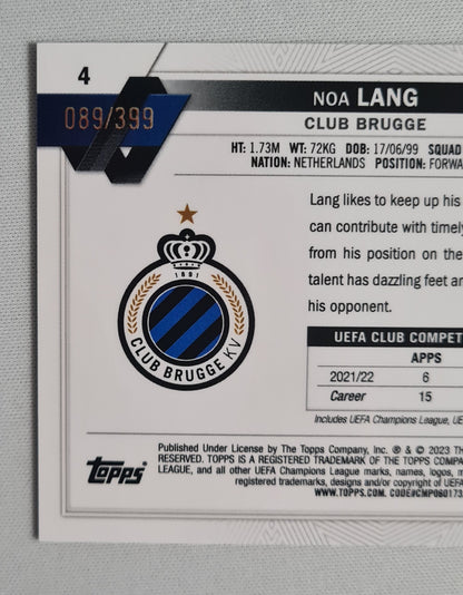 Noa Lang - 2023 Topps Chrome Club Brugge (CL) #4 Green XFractor /399