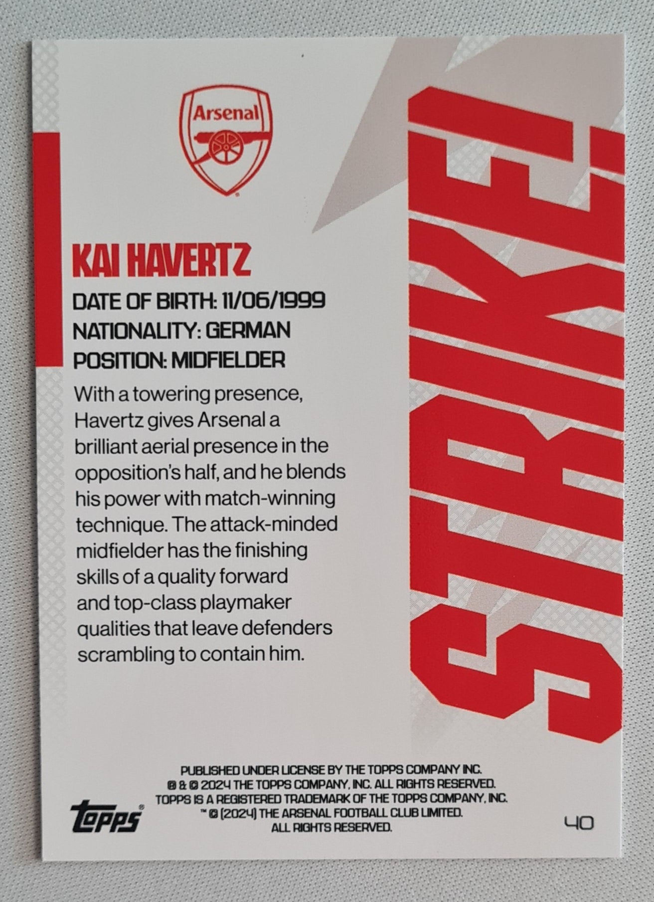 Kai Havertz - 2024 Topps Arsenal Strike! #40