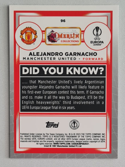Alejandro Garnacho - 2022/23 Topps Merlin UEFA Club Competitions #96 Manchester United