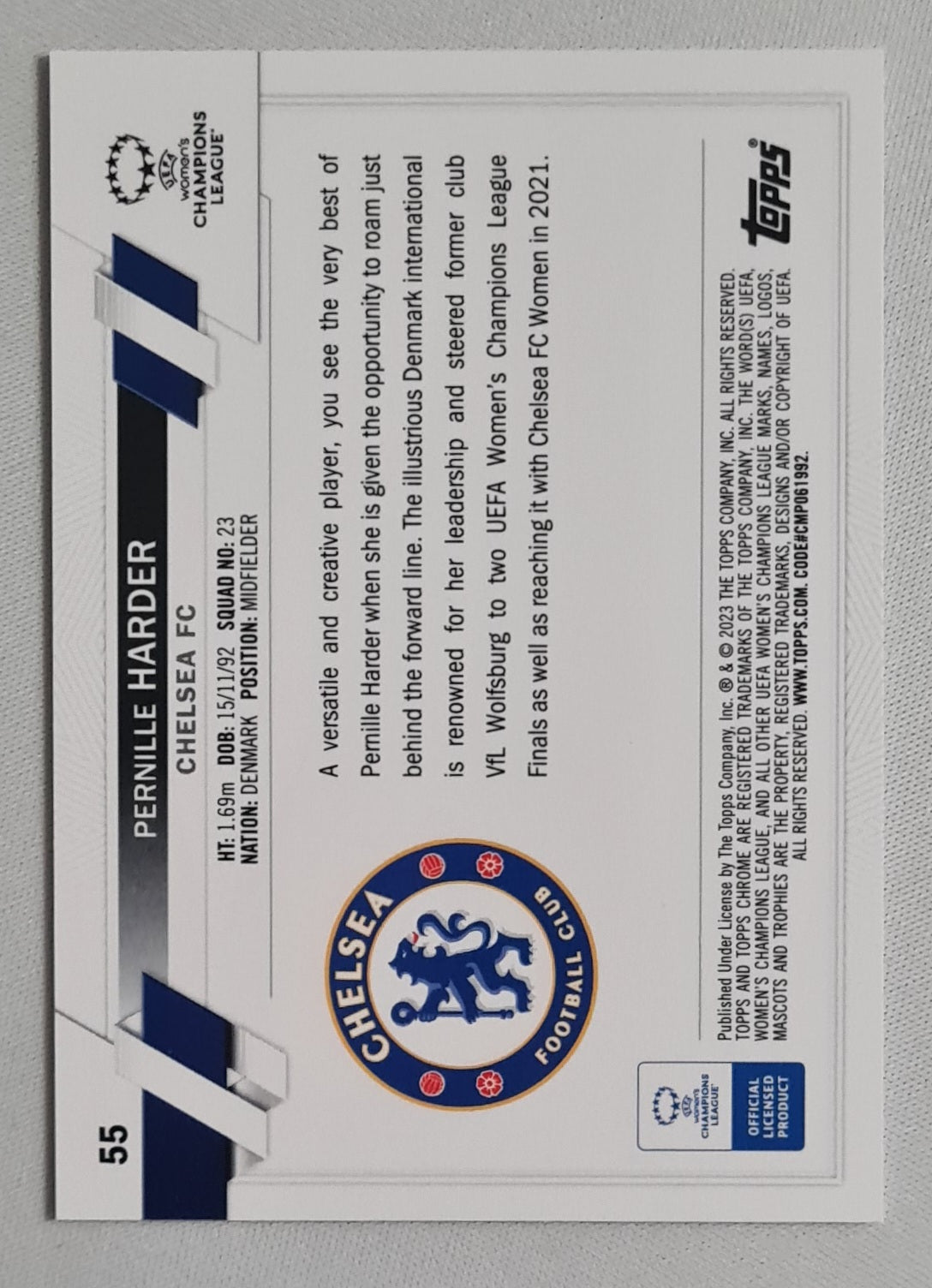 Pernille Harder - 2023 Topps Chrome Chelsea (CL) #55