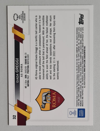 Giada Greggi - 2023 Topps Chrome Aqua AS Roma (CL) (RC) #32