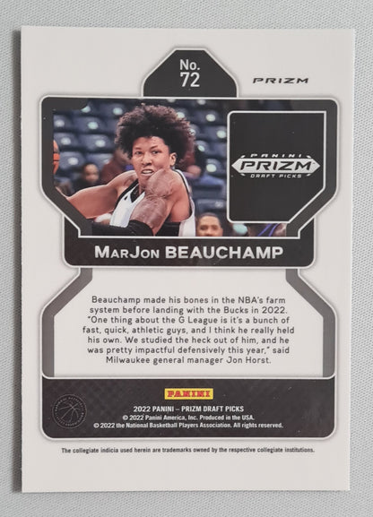MarJon Beauchamp - 2022 Panini Prizm Draft Picks #72 (RC) Blue Circles Prizm