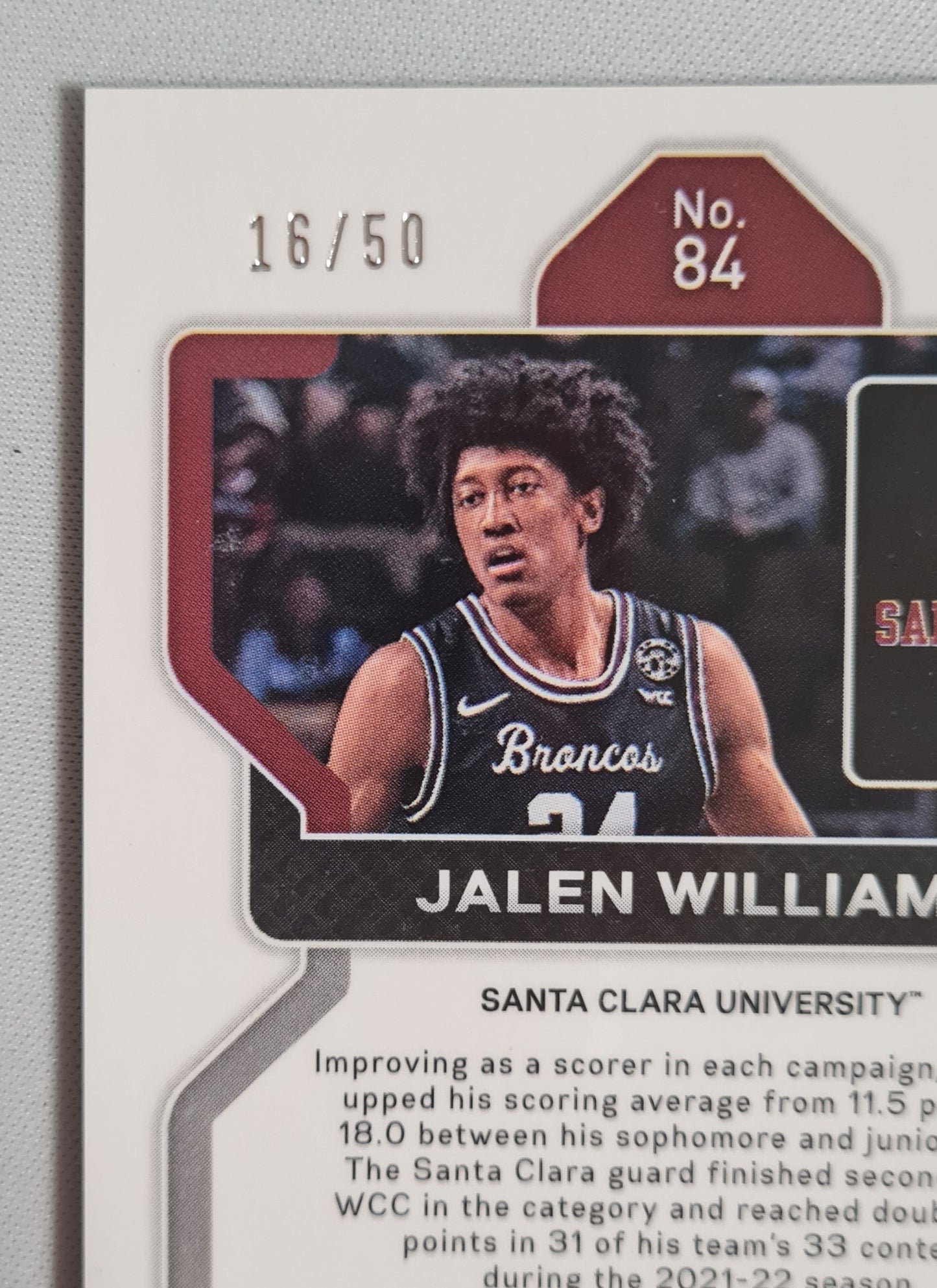 Jalen Williams - 2022 Panini Prizm Draft Picks #84 Santa Clara University Pink Circles Prizm (RC) /50