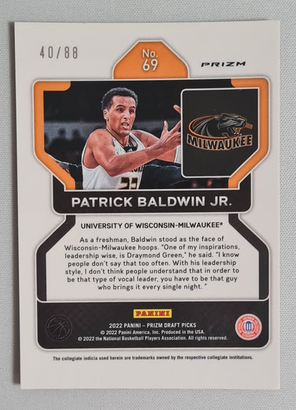 Patrick Baldwin Jr. - 2022 Panini Prizm Draft Picks #69  University of Wisconsin Milwaukee - Choice Red Prizm ( RC) /88