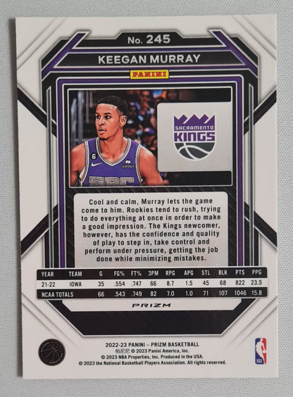 Keegan Murray - 2022 Panini Prizm Draft Picks #245 NBA Sacramento Kings Silver Cracked Ice Prizm (RC)