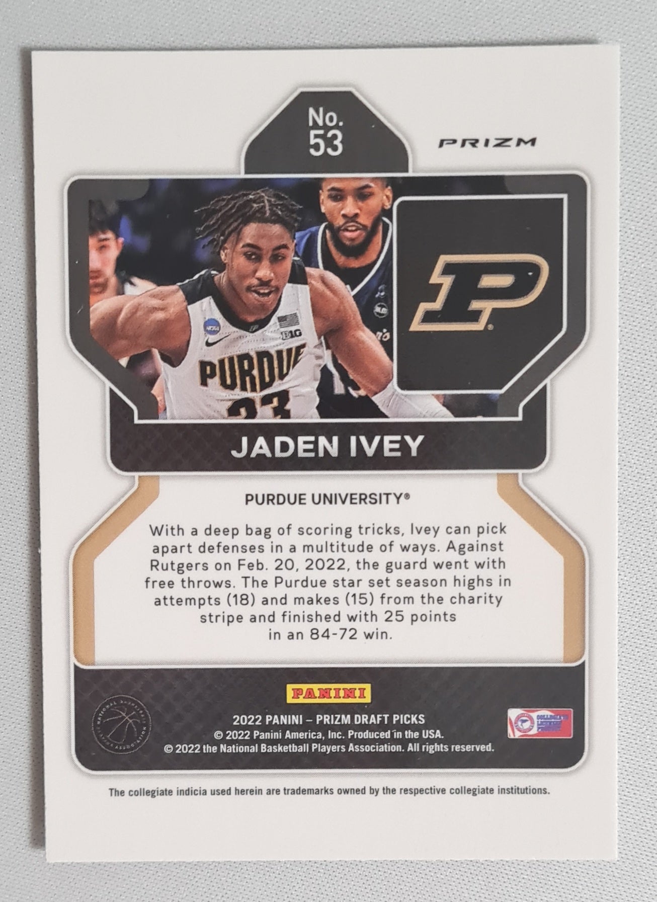 Jaden Ivey - 2022 Panini Prizm Draft Picks Purdue University #53  Hyper Prizm